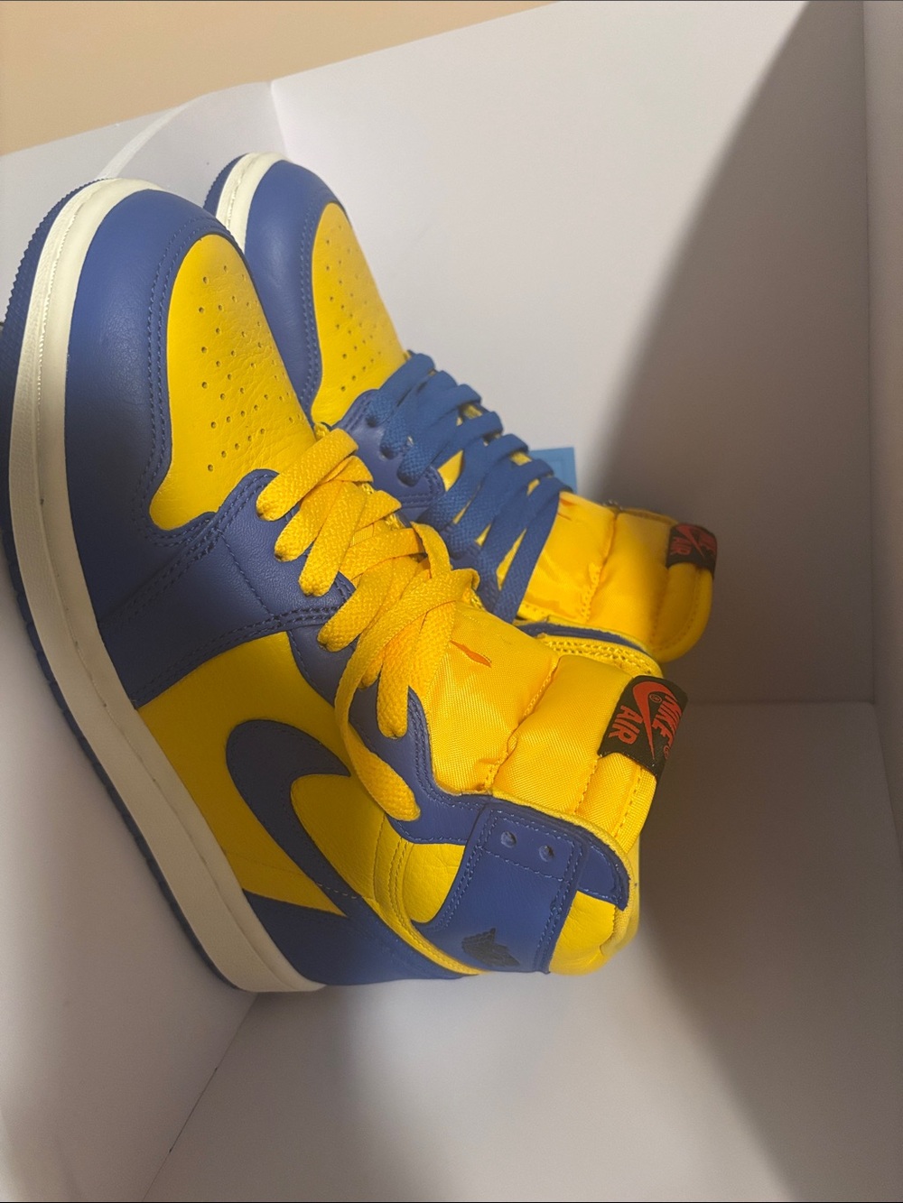 Nike High-Top Sneakers in Blue & Yellow - Picture 4 of 6